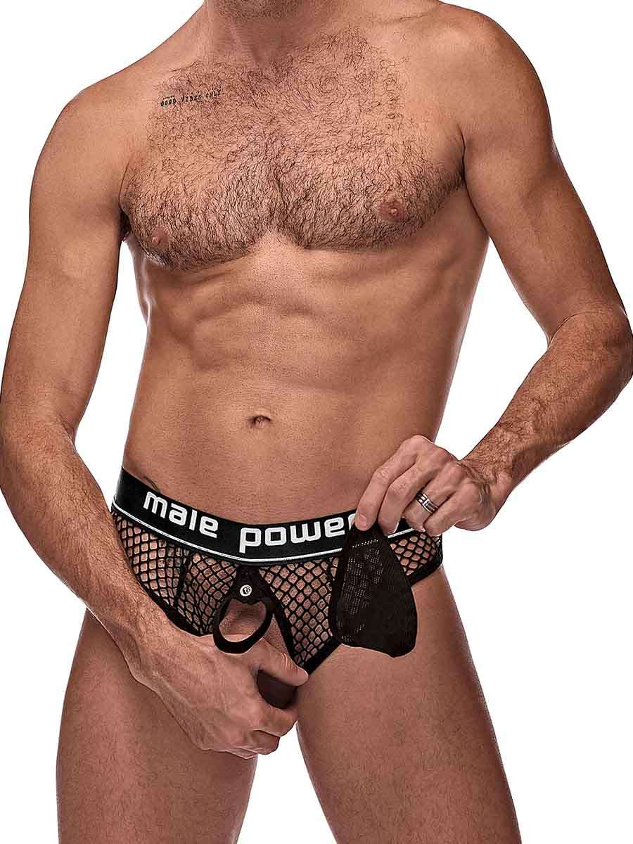 Cock Pit Net Cock Ring Thong - L/ XL - Black - Not Very Vanilla