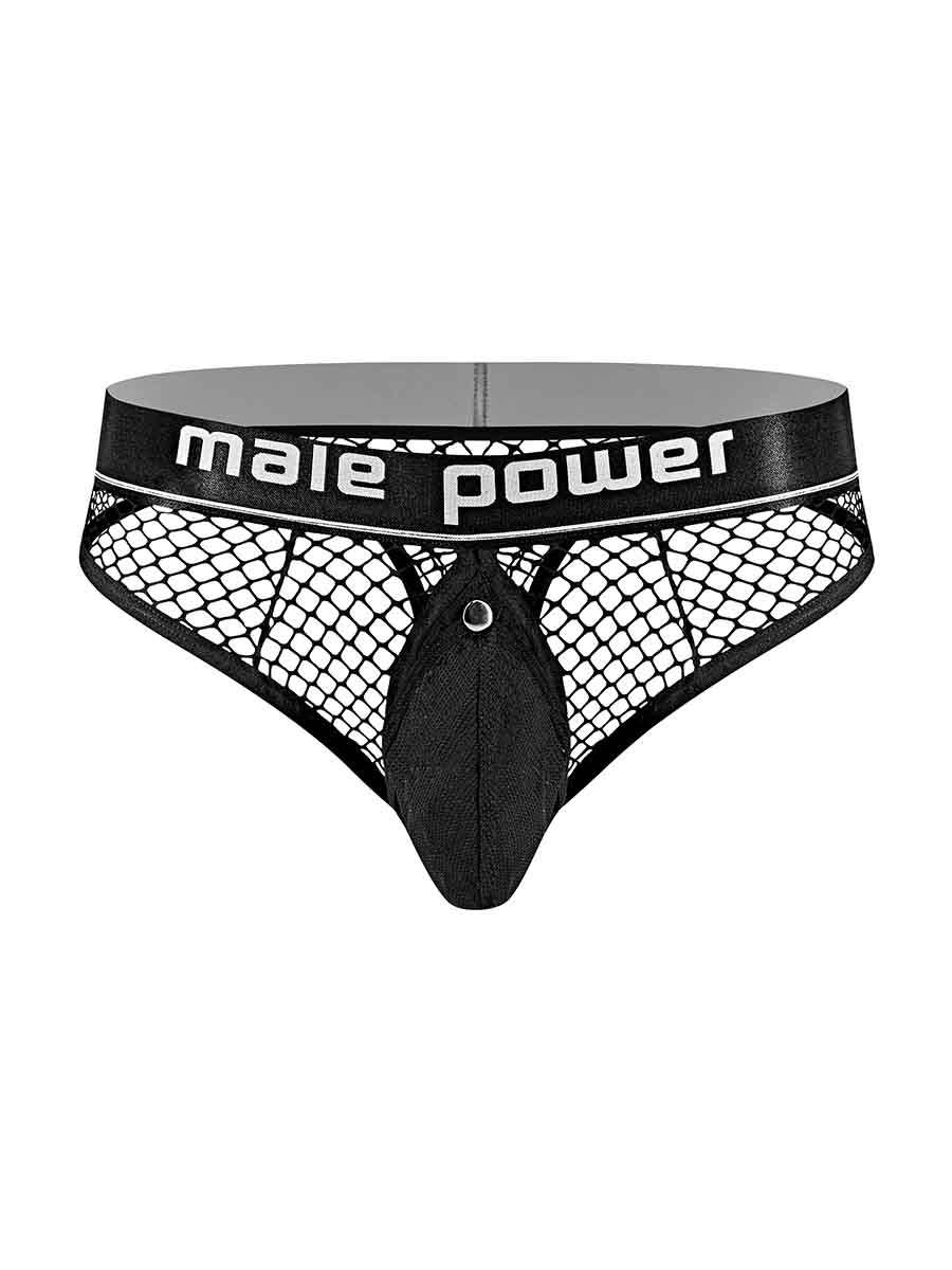 Cock Pit Net Cock Ring Thong - L/ XL - Black - Not Very Vanilla