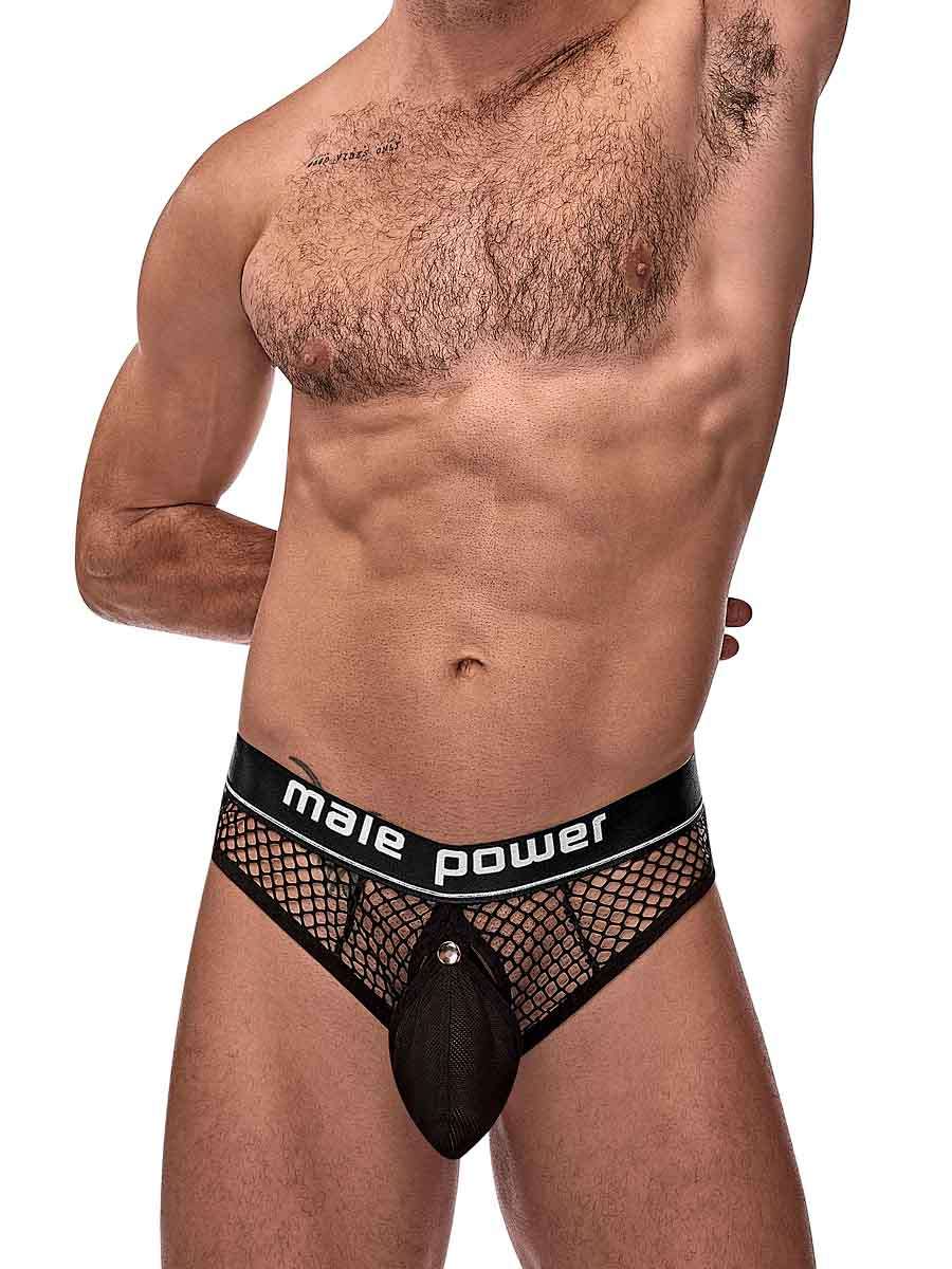 Cock Pit Net Cock Ring Thong - L/ XL - Black - Not Very Vanilla