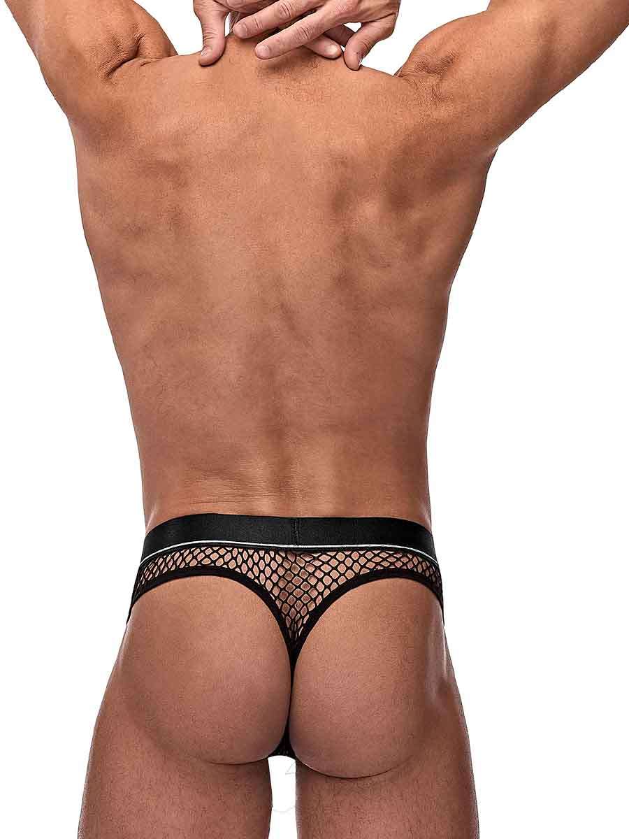 Cock Pit Net Cock Ring Thong - L/ XL - Black - Not Very Vanilla