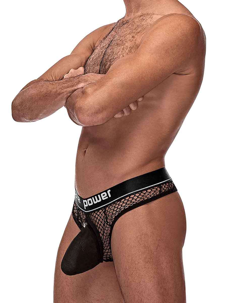 Cock Pit Net Cock Ring Thong - S/ M - Black - Not Very Vanilla