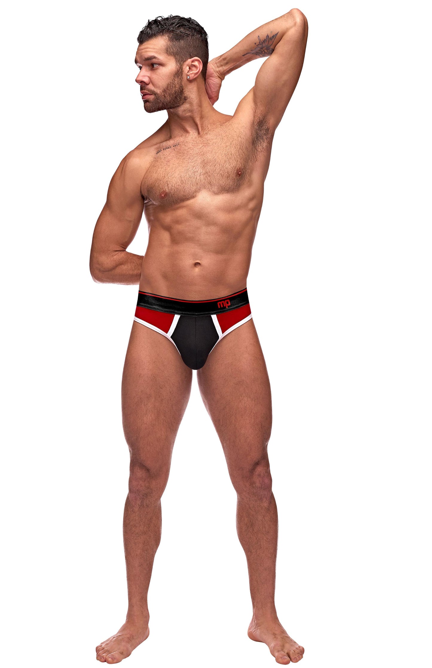 Retro Sport Panel Thong - L/ XL - Red/ Black - Not Very Vanilla