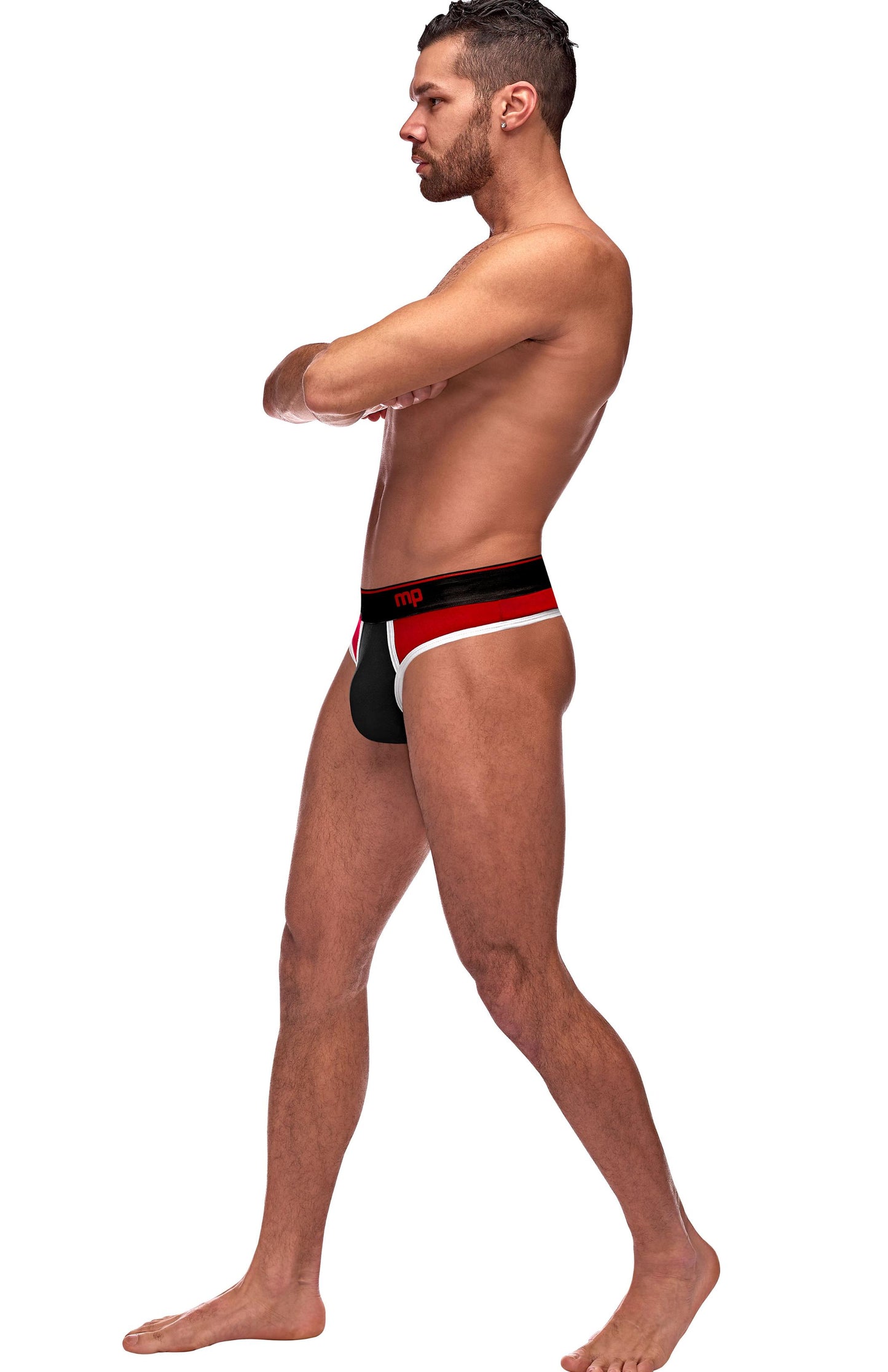 Retro Sport Panel Thong - S/ M - Red/ Black - Not Very Vanilla