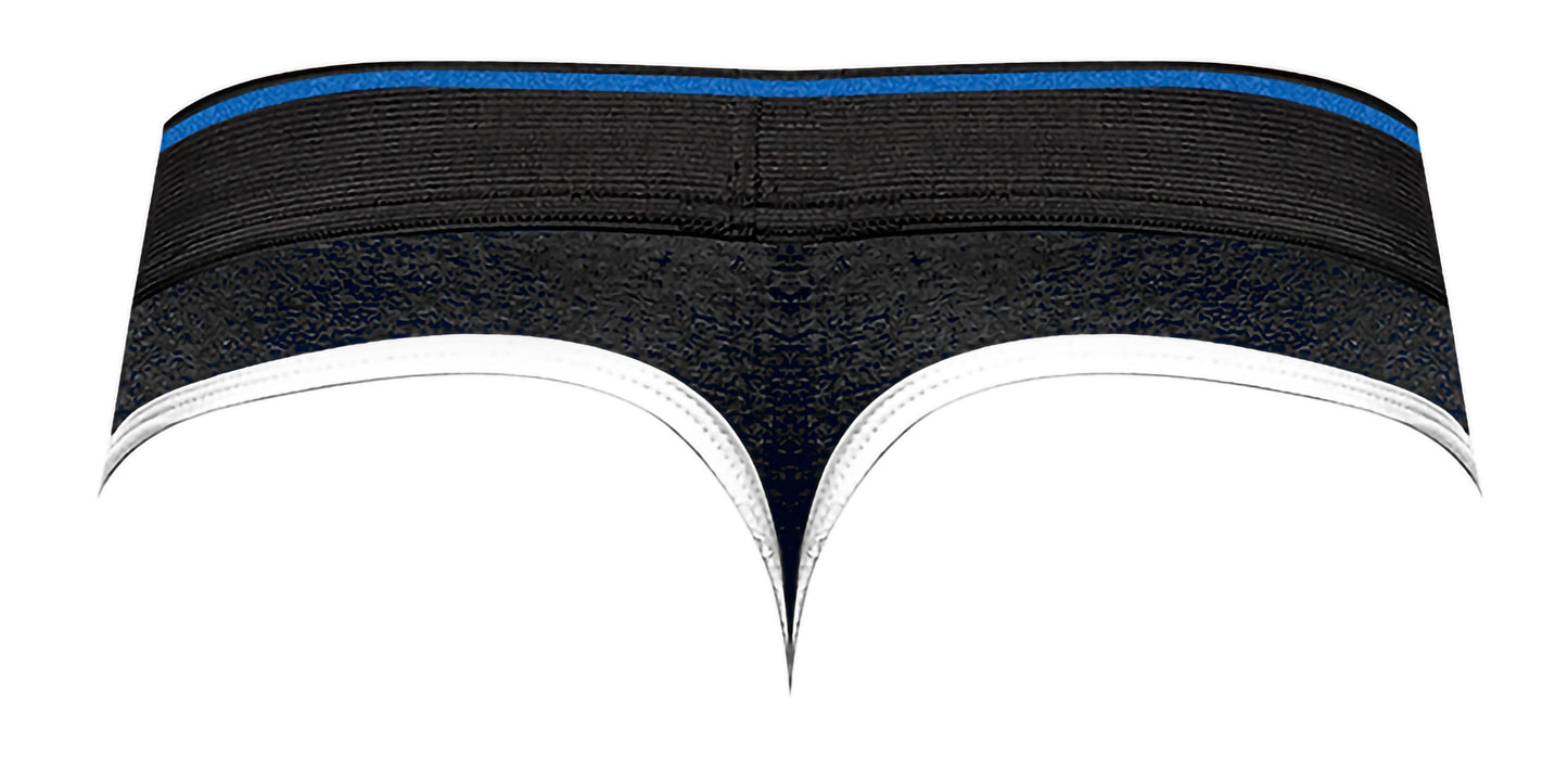 Retro Sport Panel Thong - L/ XL - Black/ Blue - Not Very Vanilla