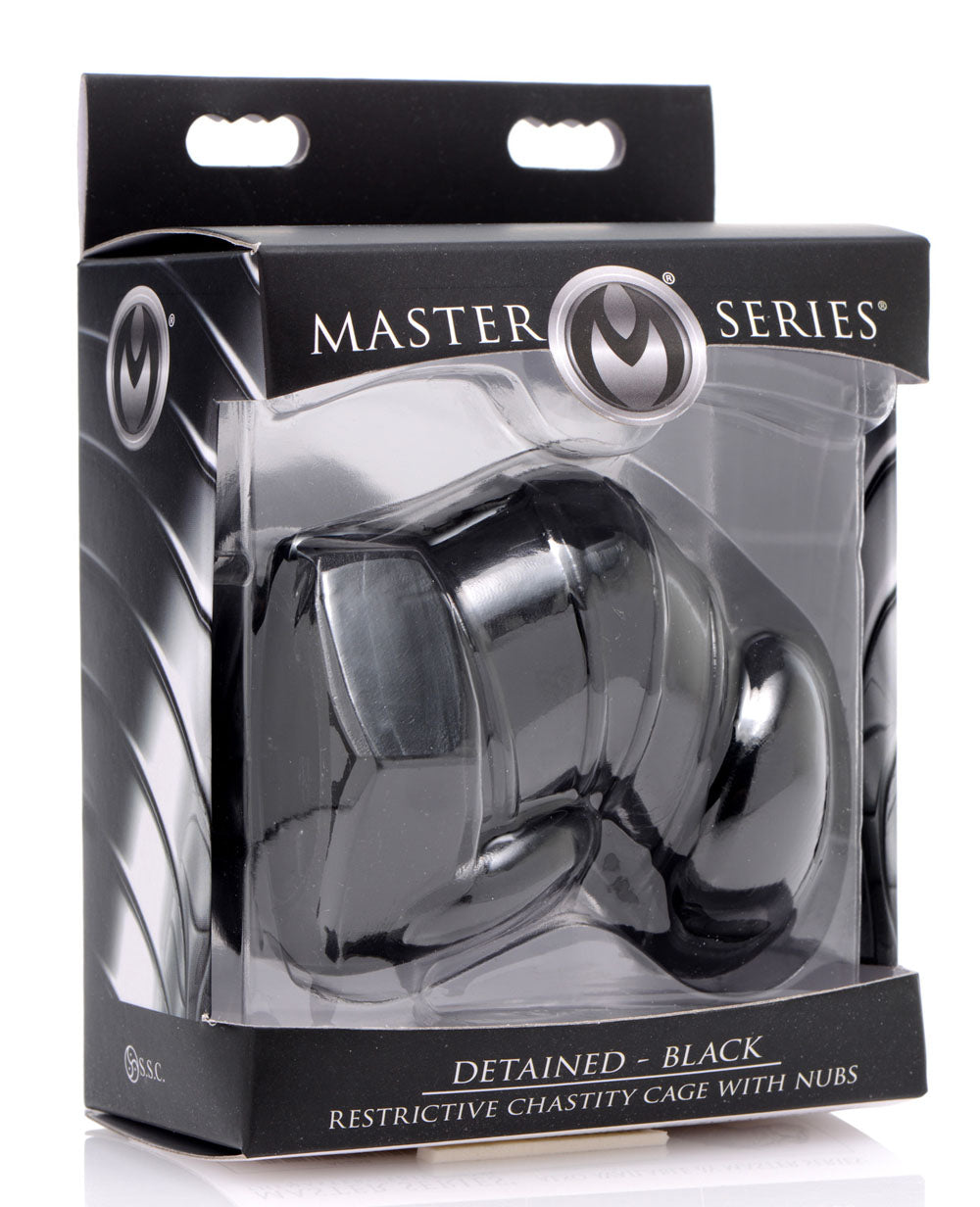 Master Series Detained - Black Restrictive Chastity Cage - Not Very Vanilla