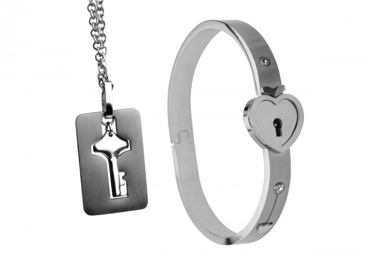 Cuffed Locking Bracelet and Key Necklace - Not Very Vanilla