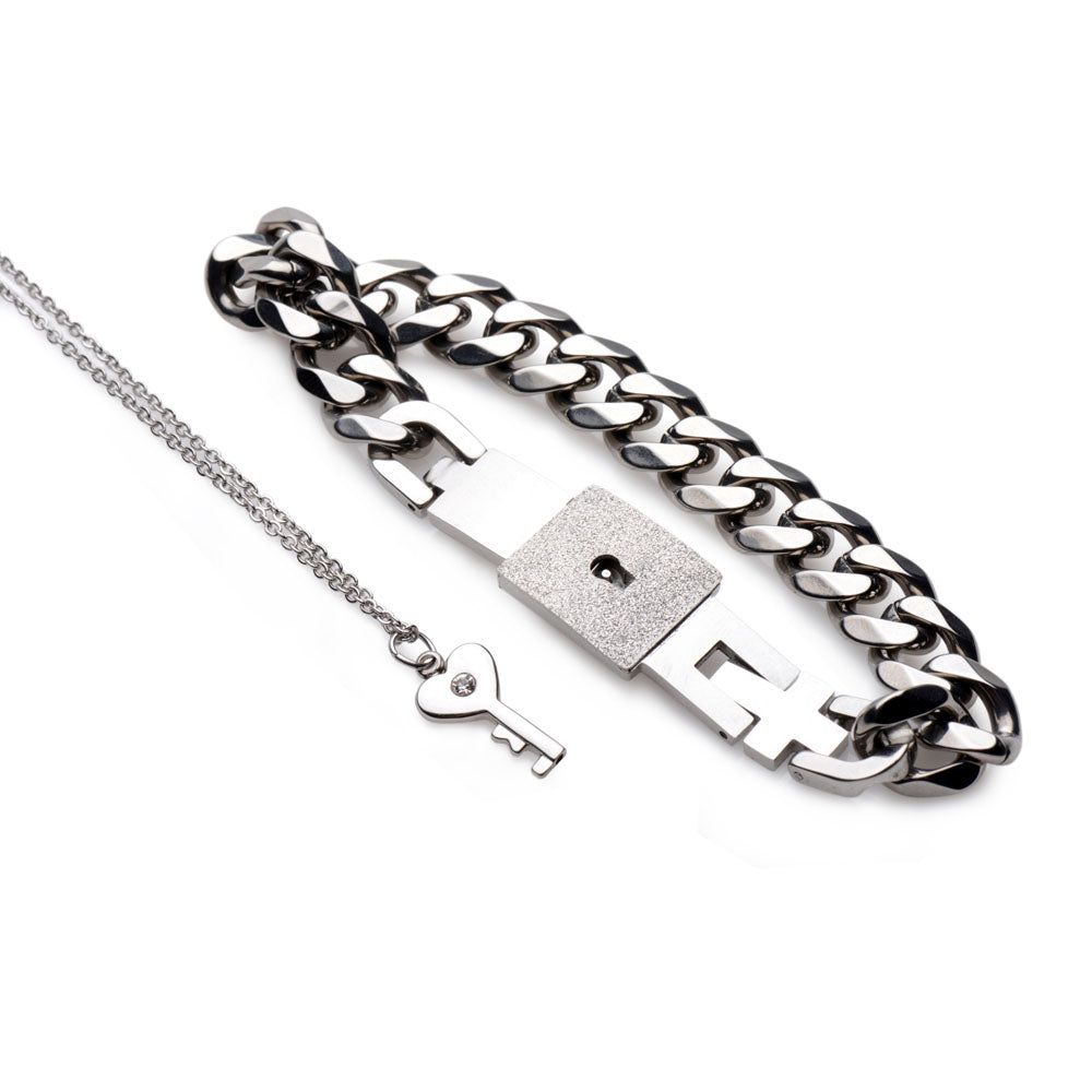 Chained Locking Bracelet and Key Necklace - Not Very Vanilla