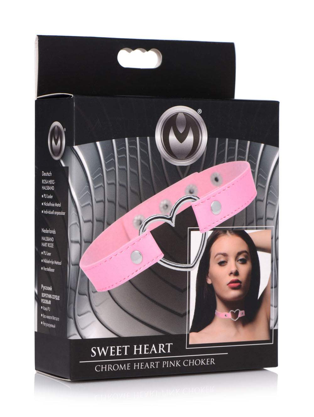 Dark Heart Chrome Heart Choker - Pink - Not Very Vanilla