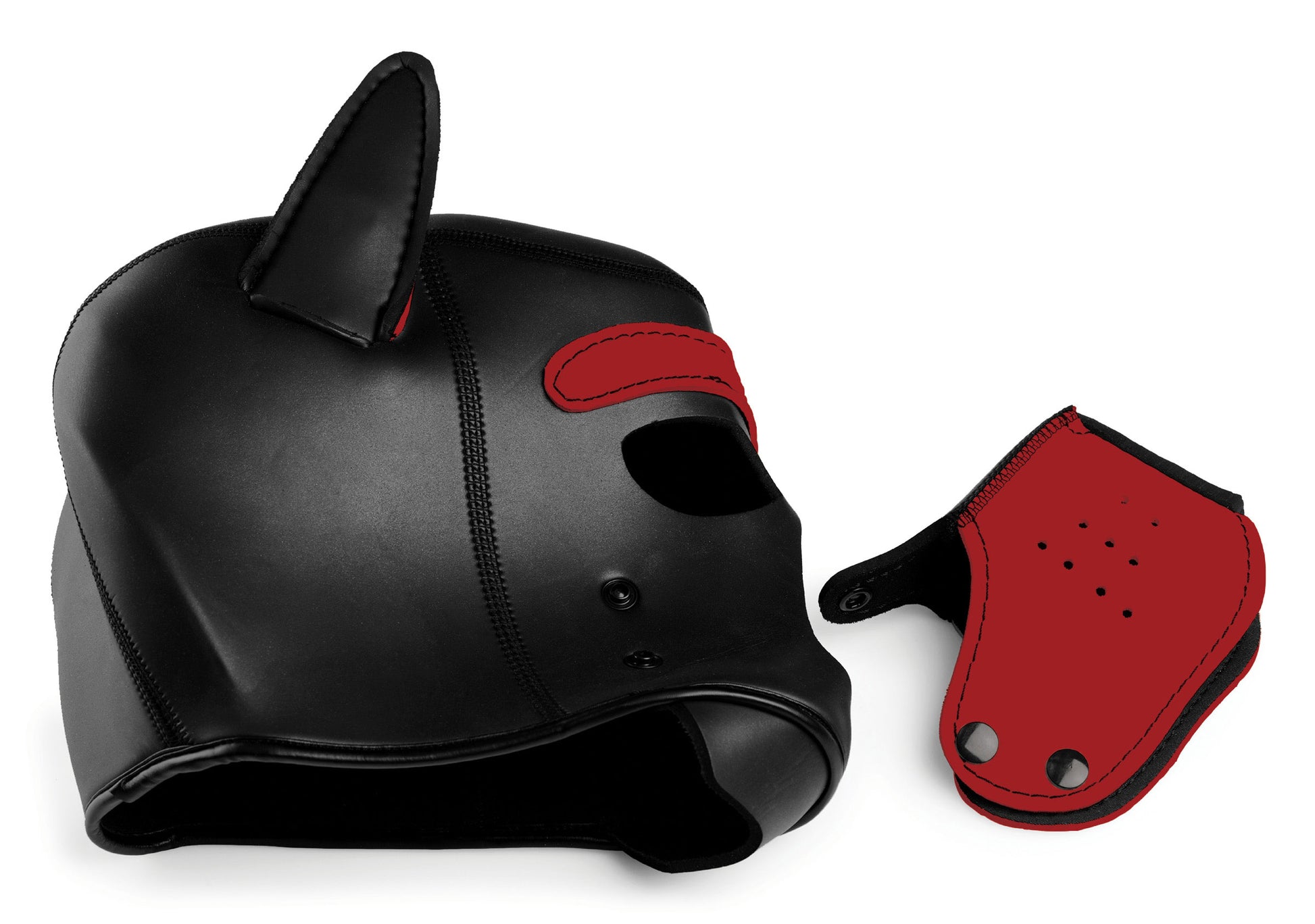 Spike Neoprene Puppy Hood - Red - Not Very Vanilla