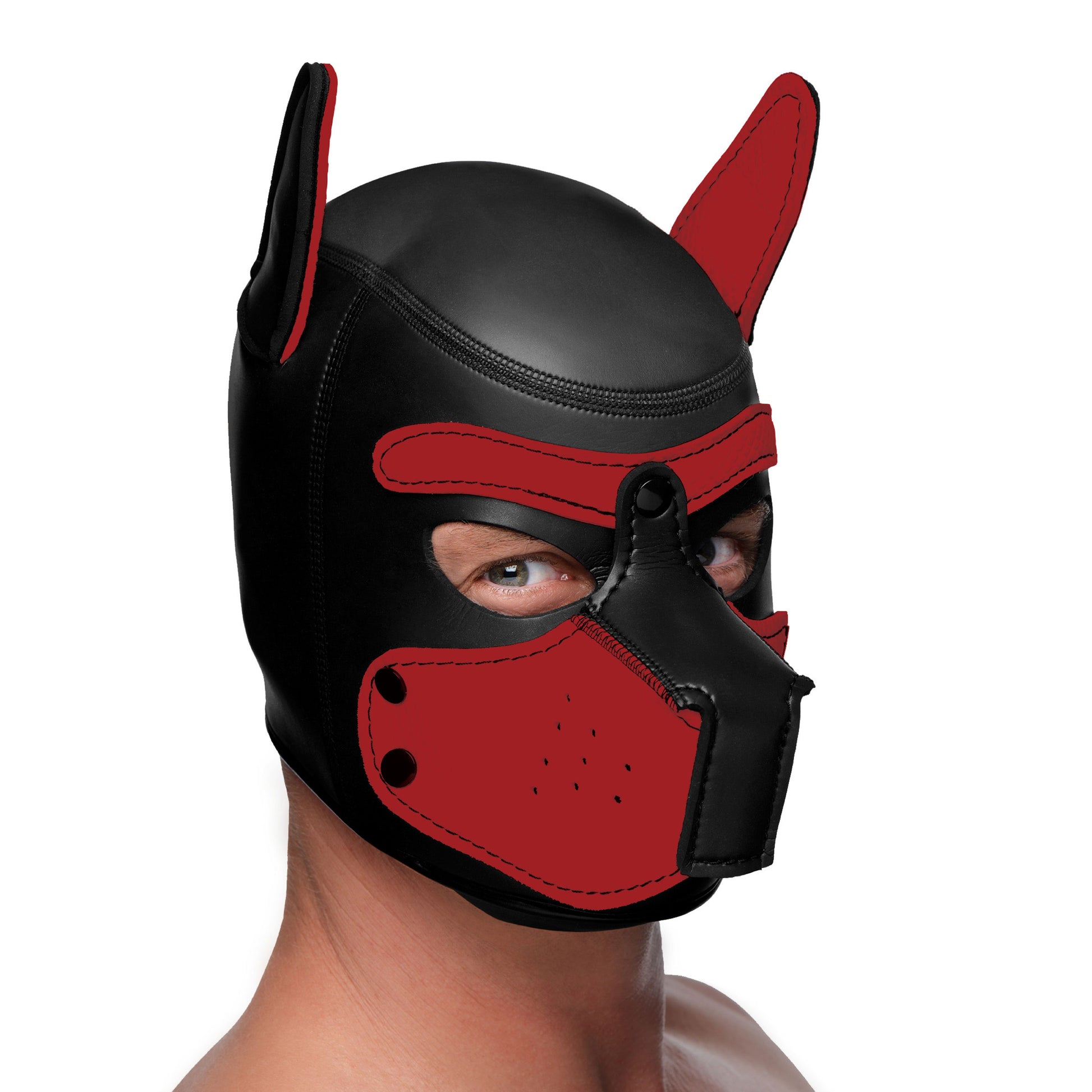 Spike Neoprene Puppy Hood - Red - Not Very Vanilla