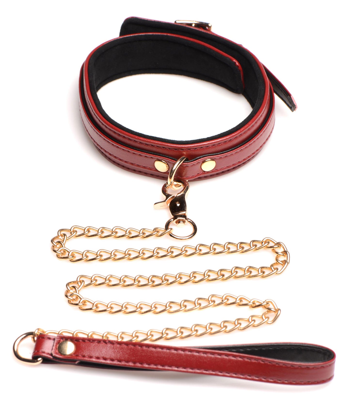 6 Piece Burgundy Bondage Set Burgundy Cuffs, Collar and Leash - Not Very Vanilla