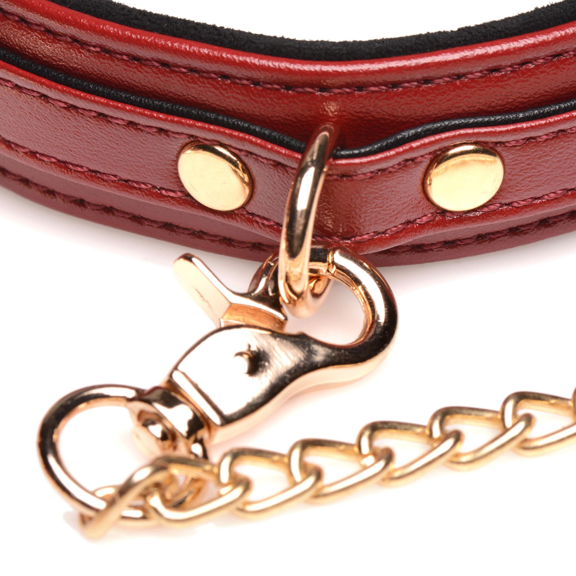 6 Piece Burgundy Bondage Set Burgundy Cuffs, Collar and Leash - Not Very Vanilla