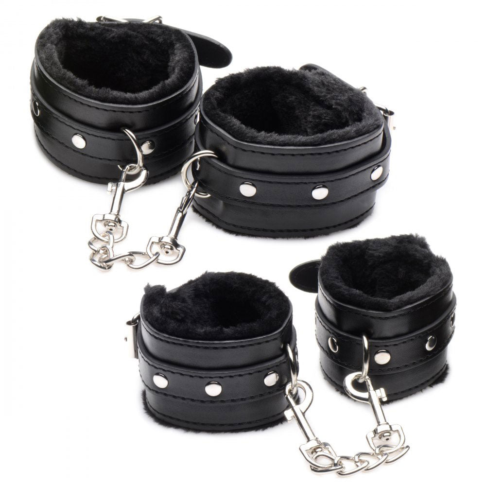 Hook Up 10 Piece Plush Bondage Set - Black - Not Very Vanilla