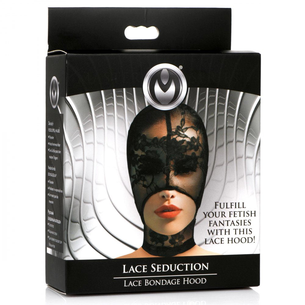 Lace Seduction Lace Bondage Hood - Black - Not Very Vanilla