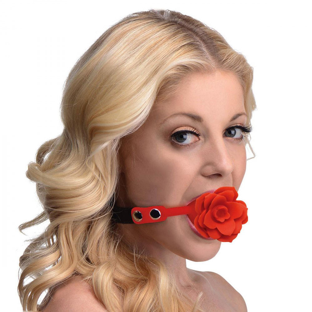 Blossom Gag Silicone Rose Gag - Red - Not Very Vanilla