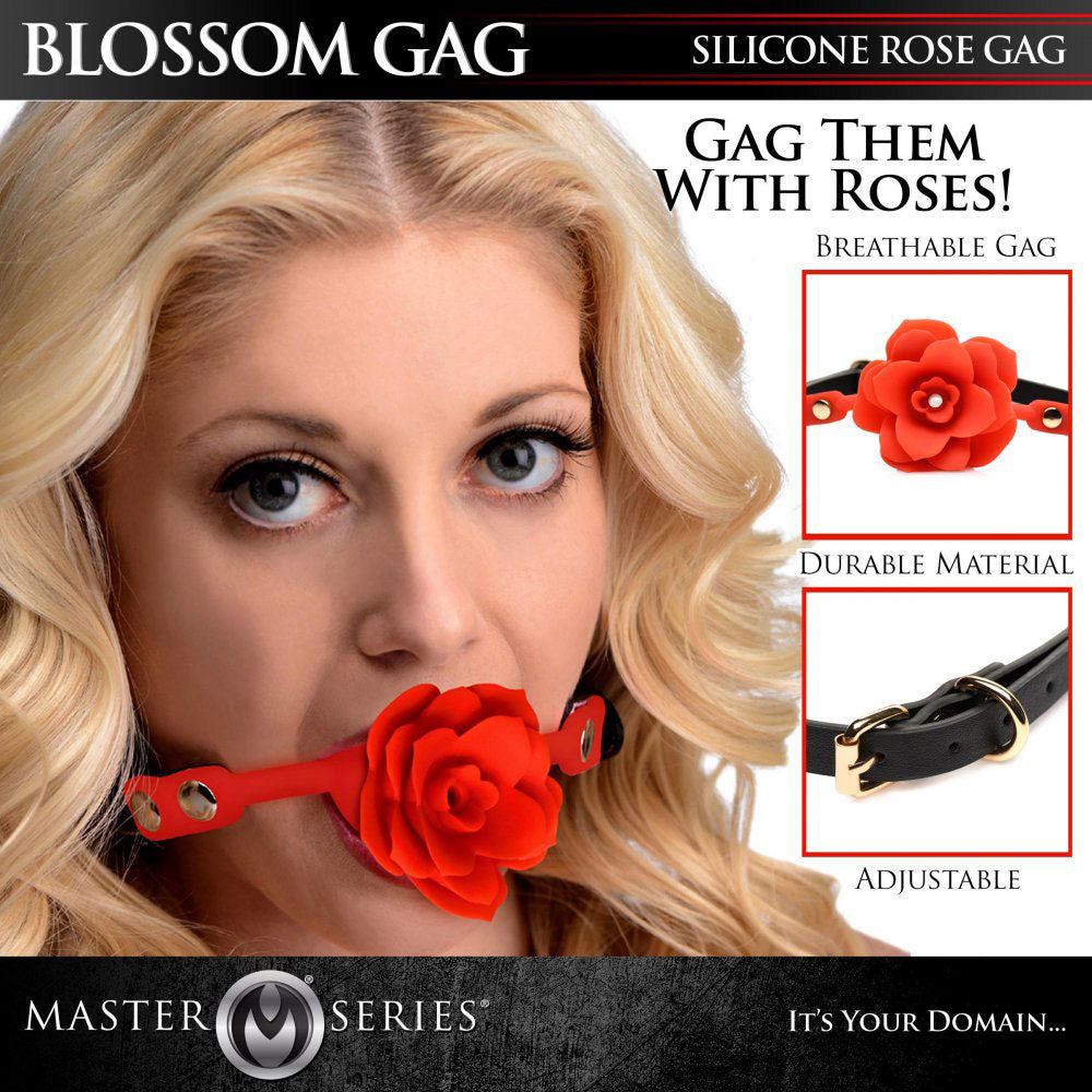 Blossom Gag Silicone Rose Gag - Red - Not Very Vanilla