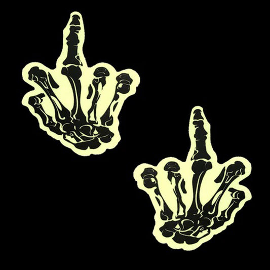 Fuck You Glow in the Dark Skeleton Hand Nipple Cover Pasties - Not Very Vanilla