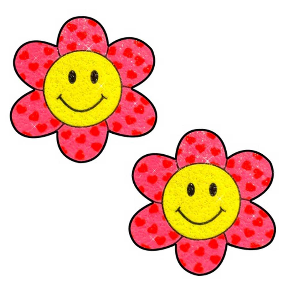 Freaking Awesome Smiley Flower Power Glitter Nipple Cover Pasties - Not Very Vanilla