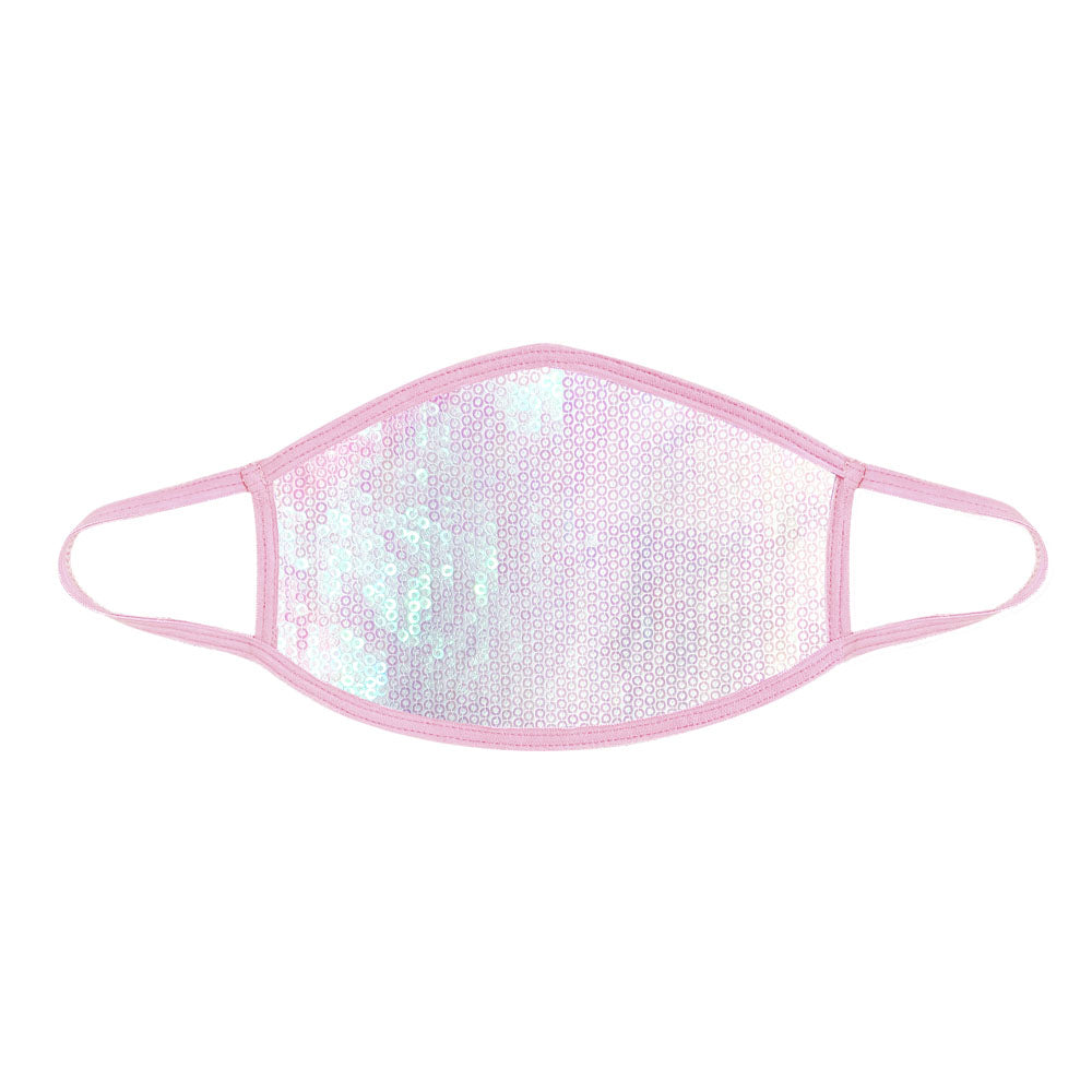 Ballet Sorbet White Sequin Dust Mask With Pastel Pink Trim - Not Very Vanilla