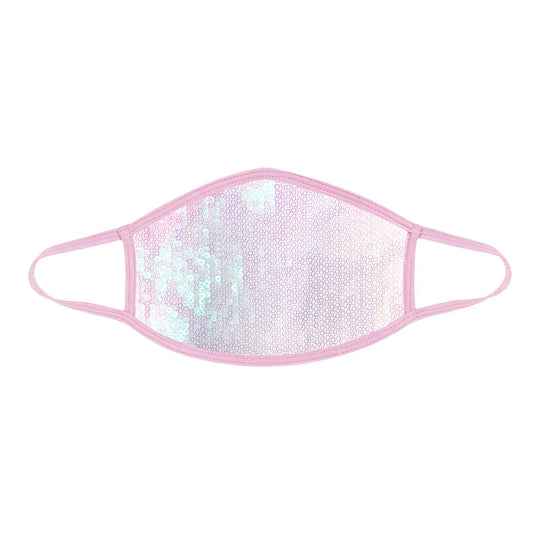 Ballet Sorbet White Sequin Dust Mask With Pastel Pink Trim - Not Very Vanilla