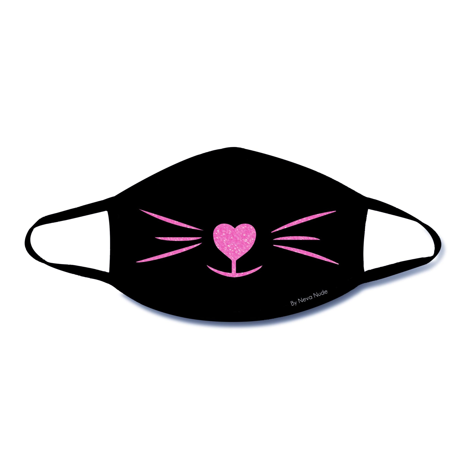 Meow-Za Pink Glitter Kitty Face Mask With Black Trim - Not Very Vanilla