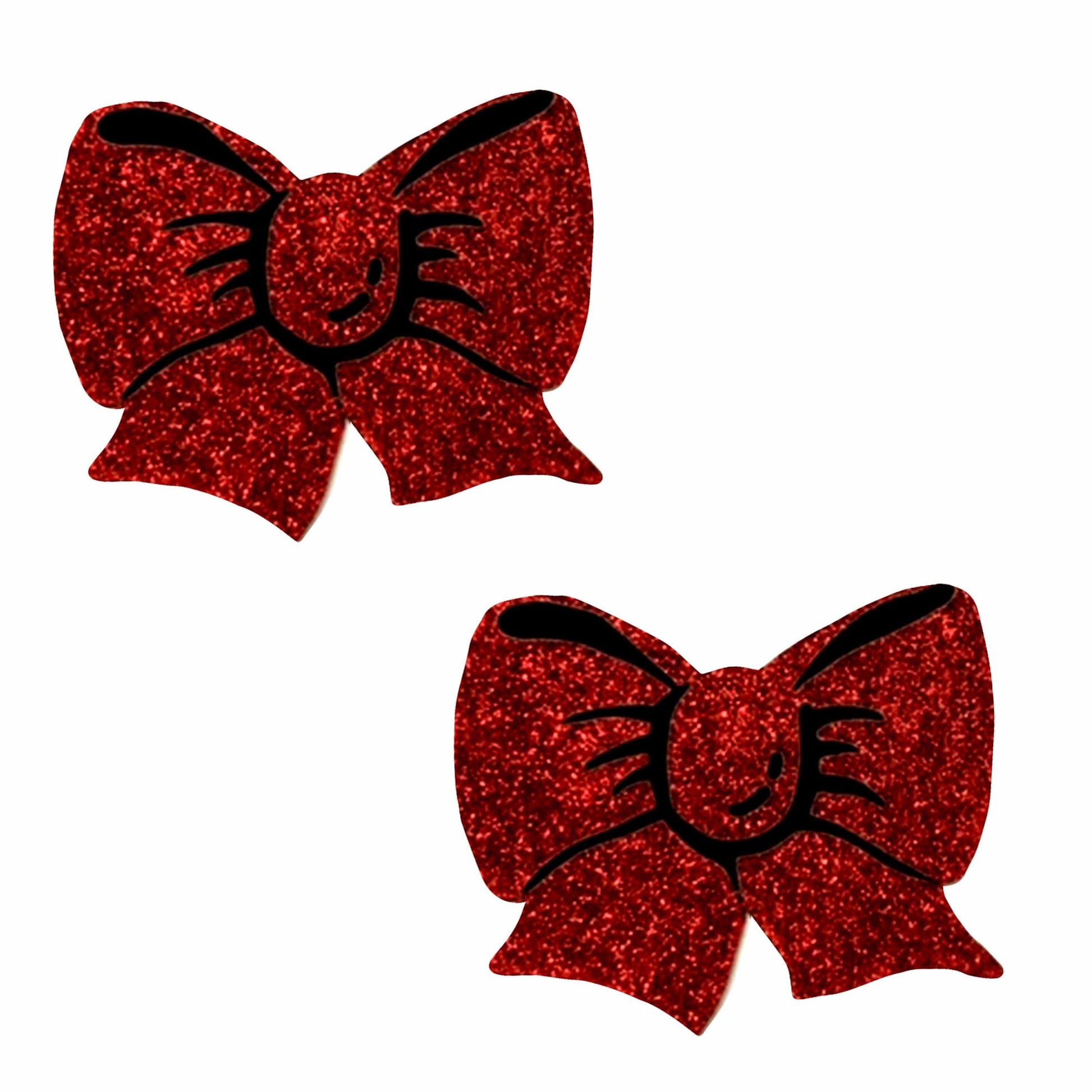 Ravish Me Red Glitter Bow Nipple Cover Pasties - Not Very Vanilla