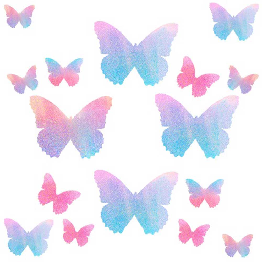 Tinky's Revenge Pink and Blue Holographic Blacklight Butterfly Nipple Sticker Crop Top - Not Very Vanilla