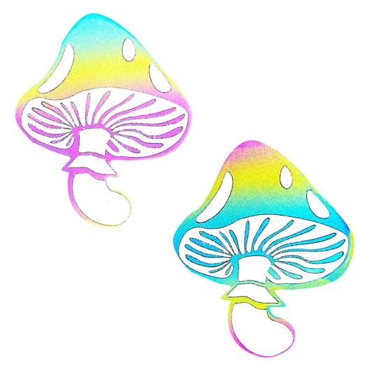 Rainbow Reflective Toadstool Nipple Cover Pasties - Not Very Vanilla