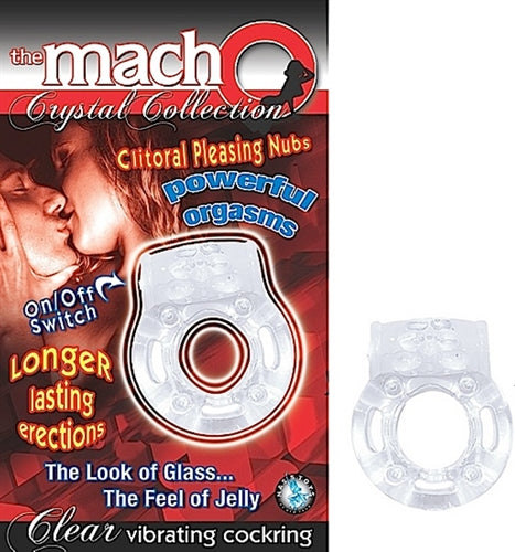 The Macho Crystal Collection Vibrating Cock Ring- Clear - Not Very Vanilla