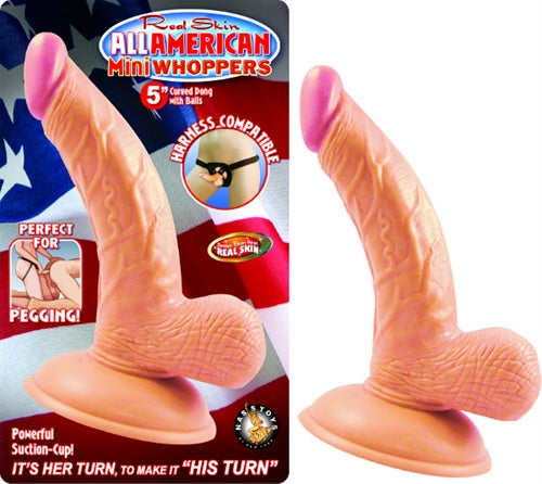 All American Mini Whoppers 5-Inch Curved Dong With Balls-Flesh - Not Very Vanilla