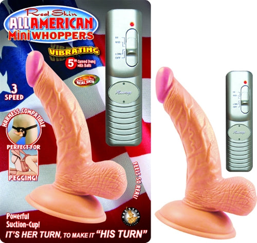 All American Mini Whoppers Vibrating 5-Inch Curved Dong With Balls-Flesh - Not Very Vanilla