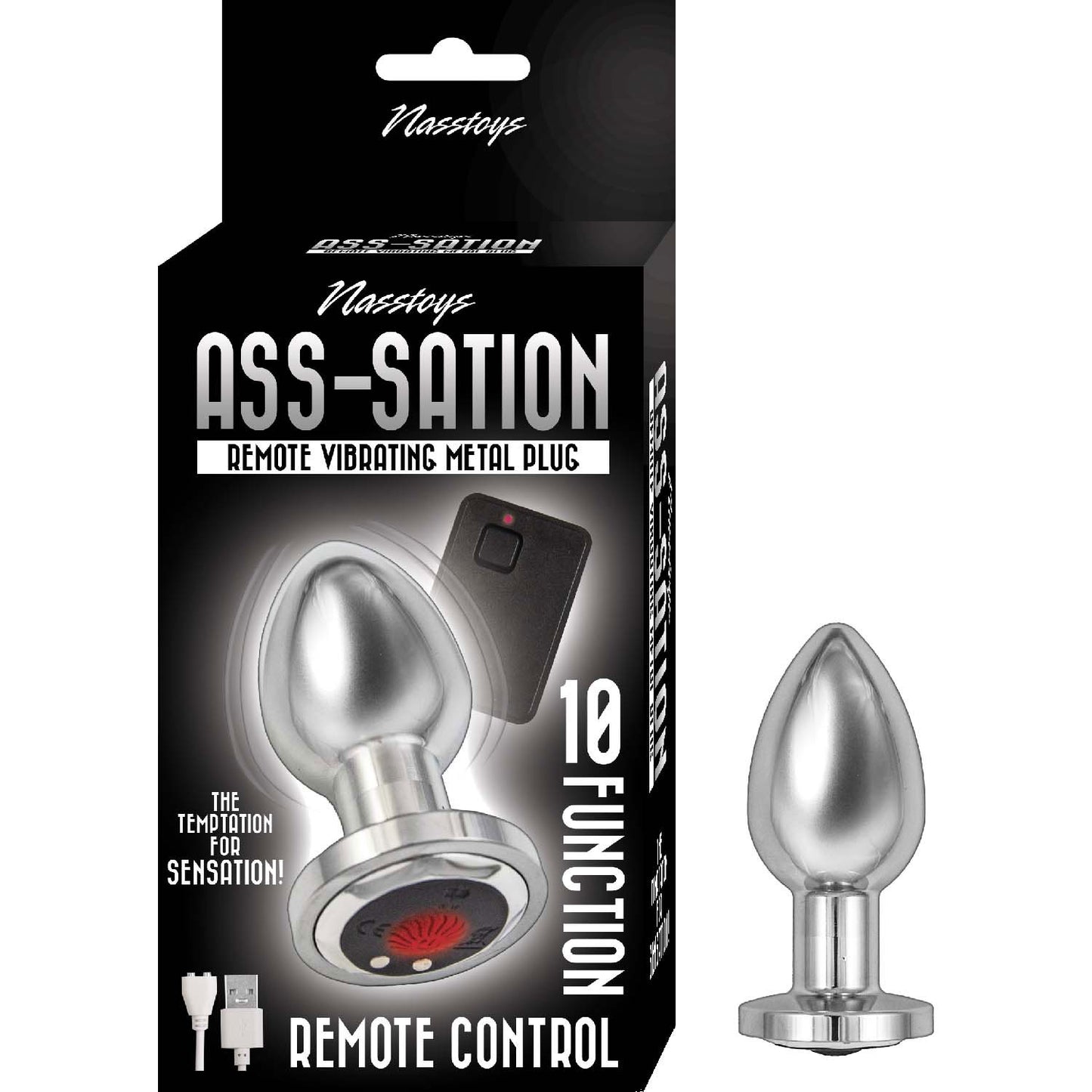 Ass-Sation Remote Vibrating Metal Plug - Silver - Not Very Vanilla