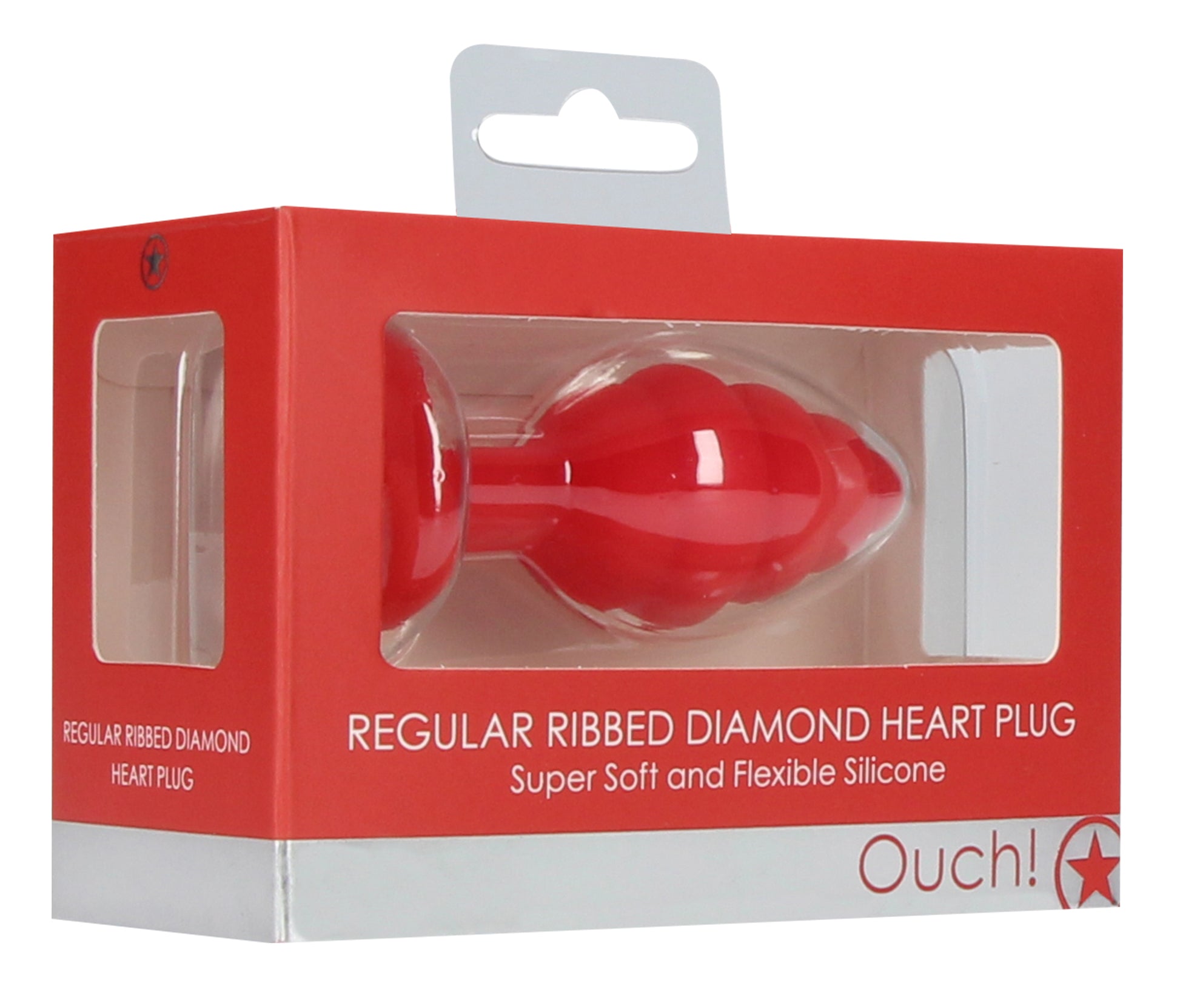 Regular Ribbed Diamond Heart Plug - Red - Not Very Vanilla