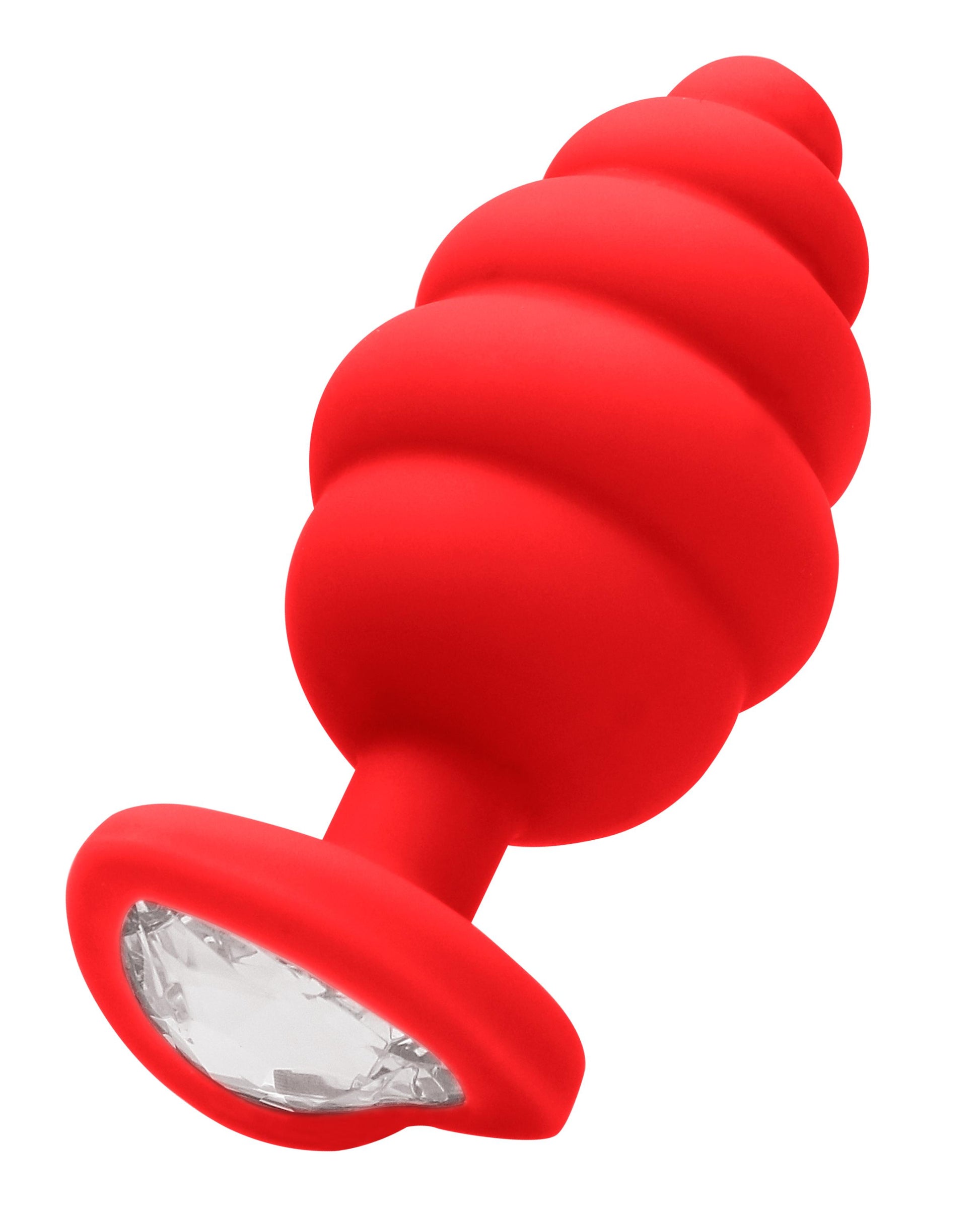 Regular Ribbed Diamond Heart Plug - Red - Not Very Vanilla