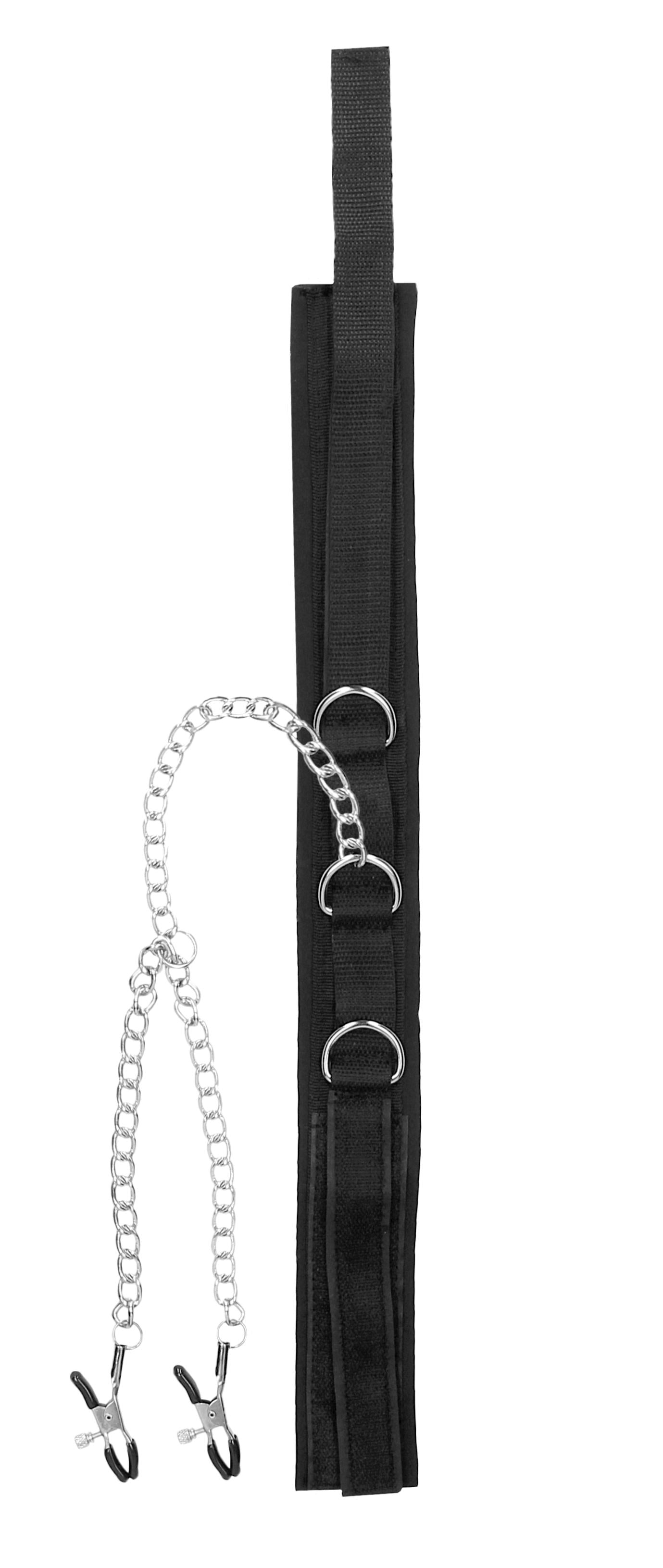 Velcro Collar With Nipple Clamps - Black - Not Very Vanilla