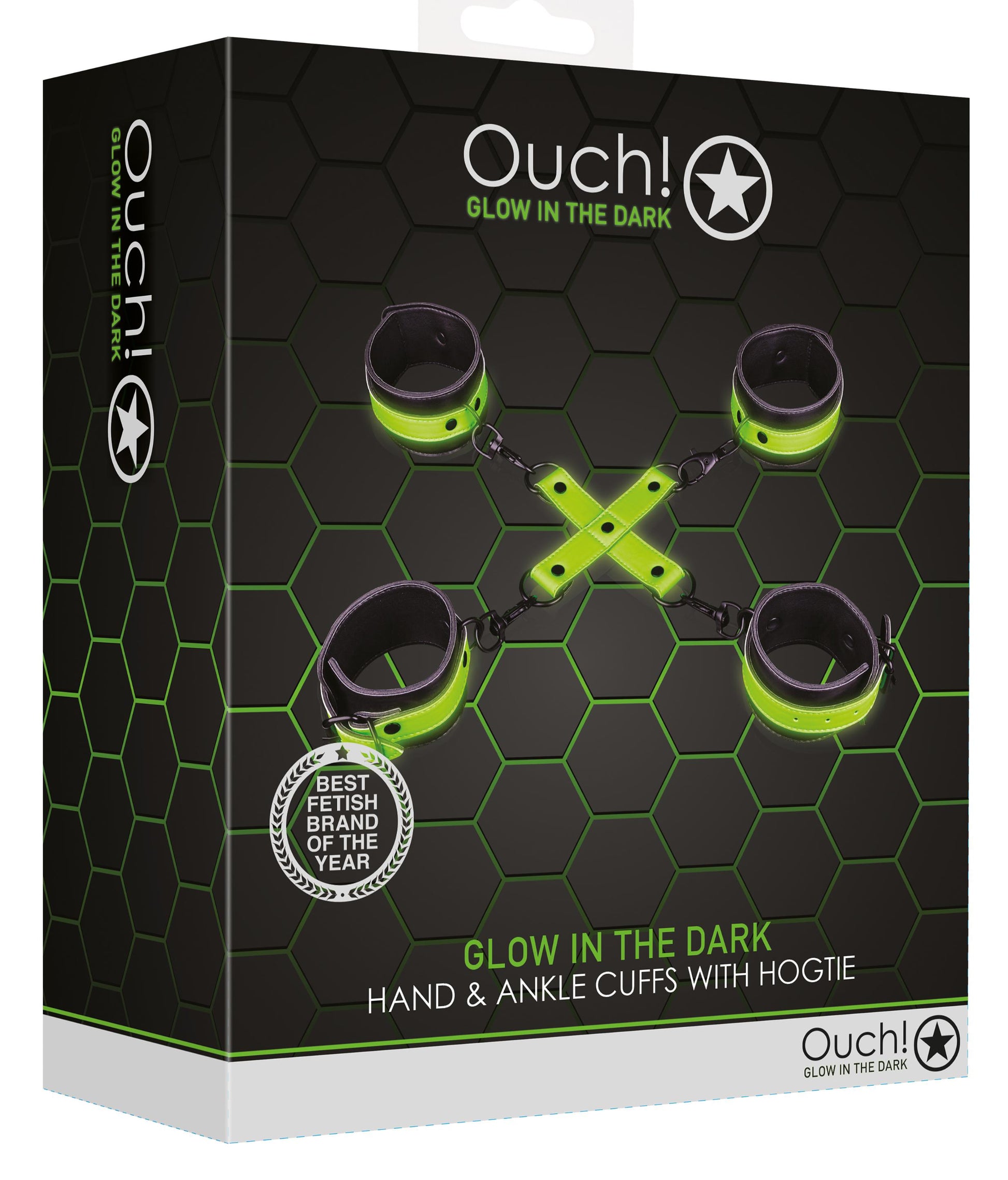 Hand and Ankle Cuffs With Hogtie - Glow in the Dark - Not Very Vanilla