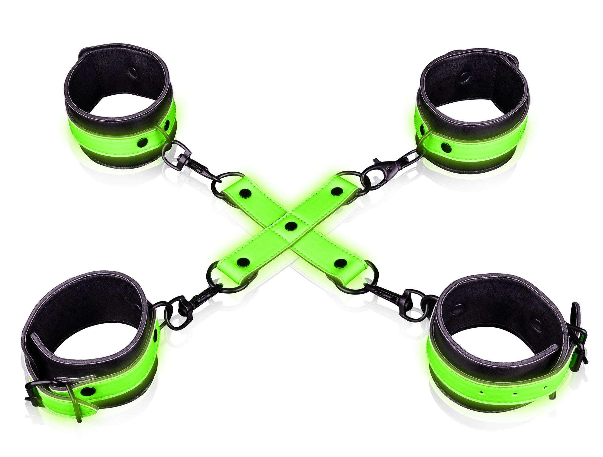 Hand and Ankle Cuffs With Hogtie - Glow in the Dark - Not Very Vanilla