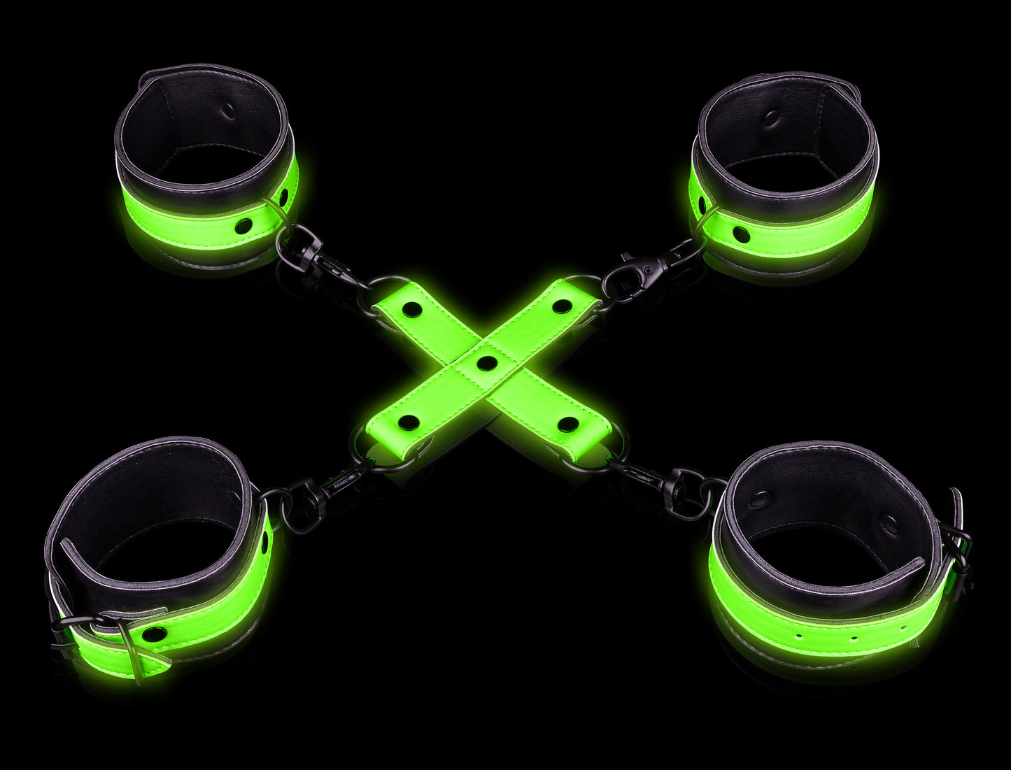 Hand and Ankle Cuffs With Hogtie - Glow in the Dark - Not Very Vanilla