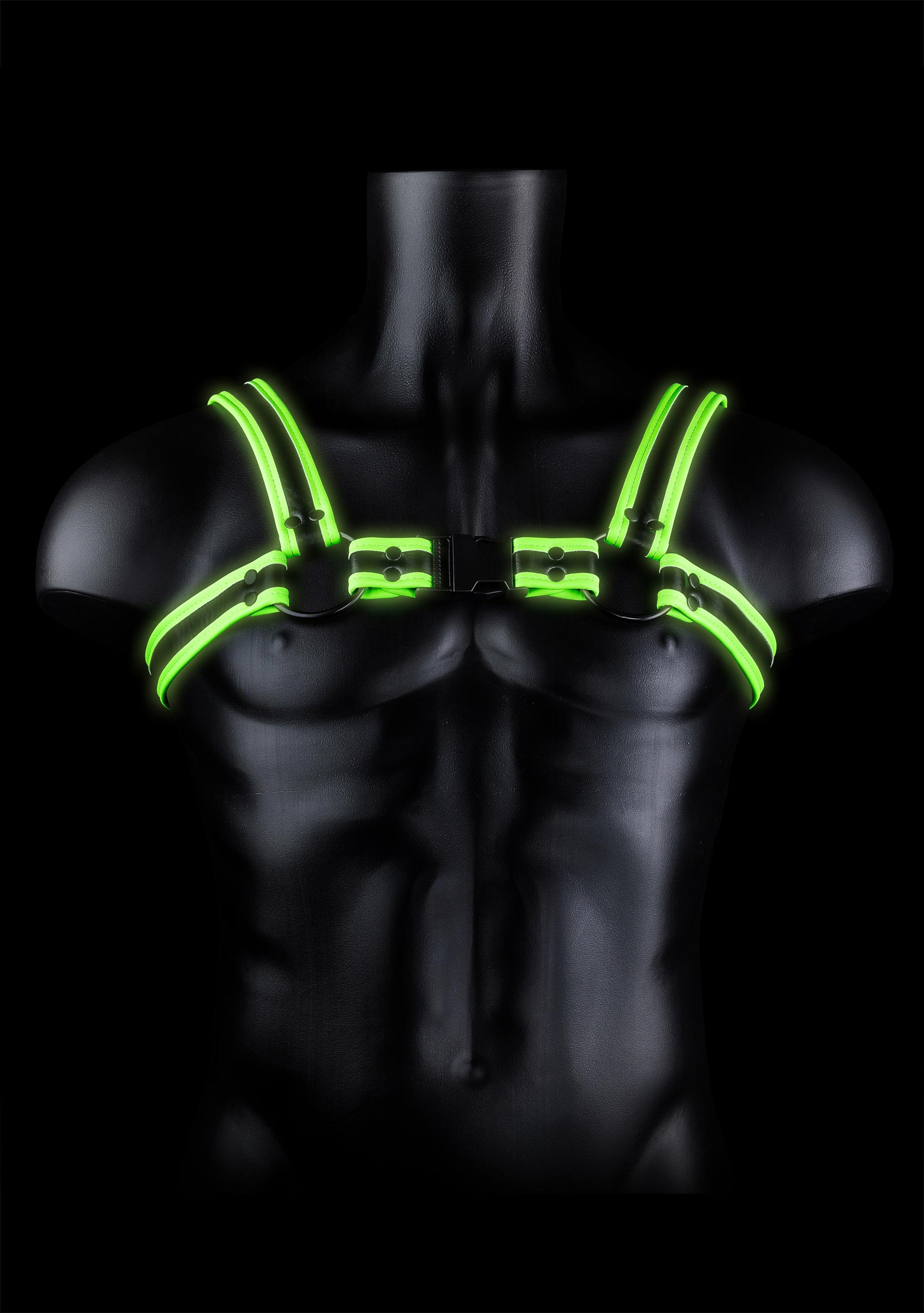 Bonded Leather Buckle Harness - Large/xlarge - Glow in the Dark - Not Very Vanilla