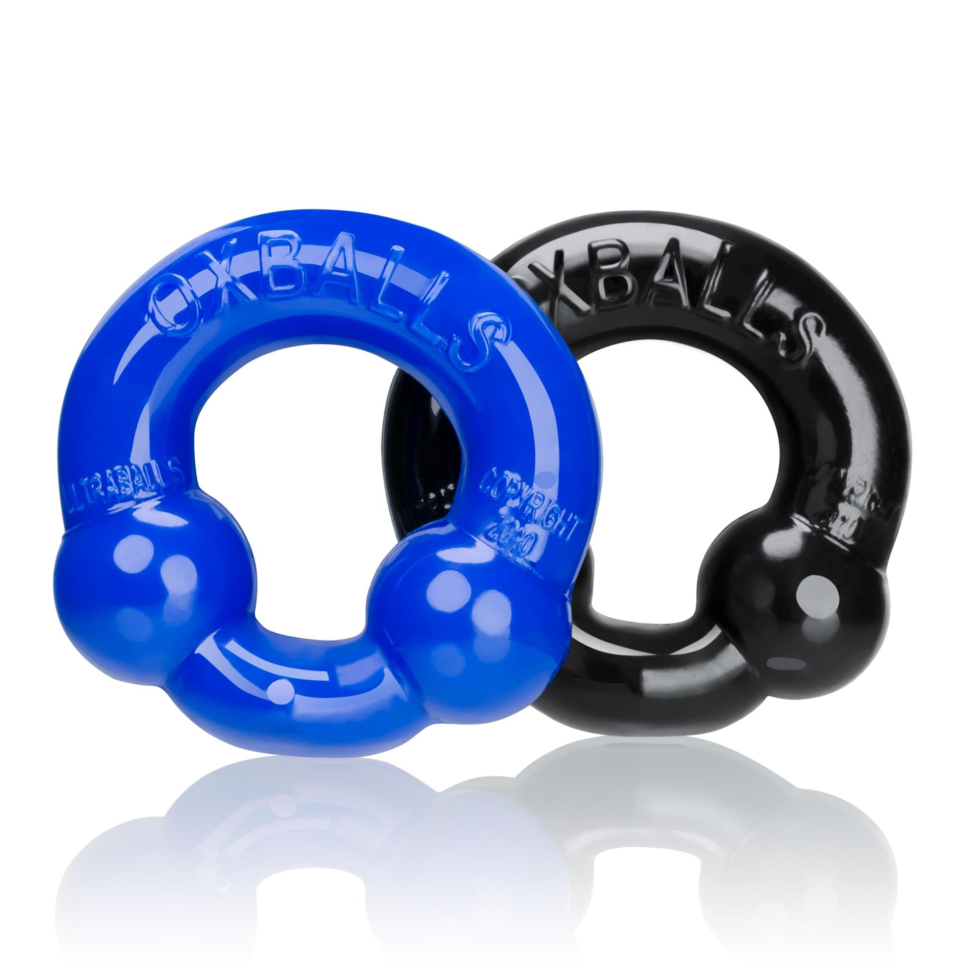 Ultraballs 2- Piece Cockring Set - Black & Police Blue - Not Very Vanilla