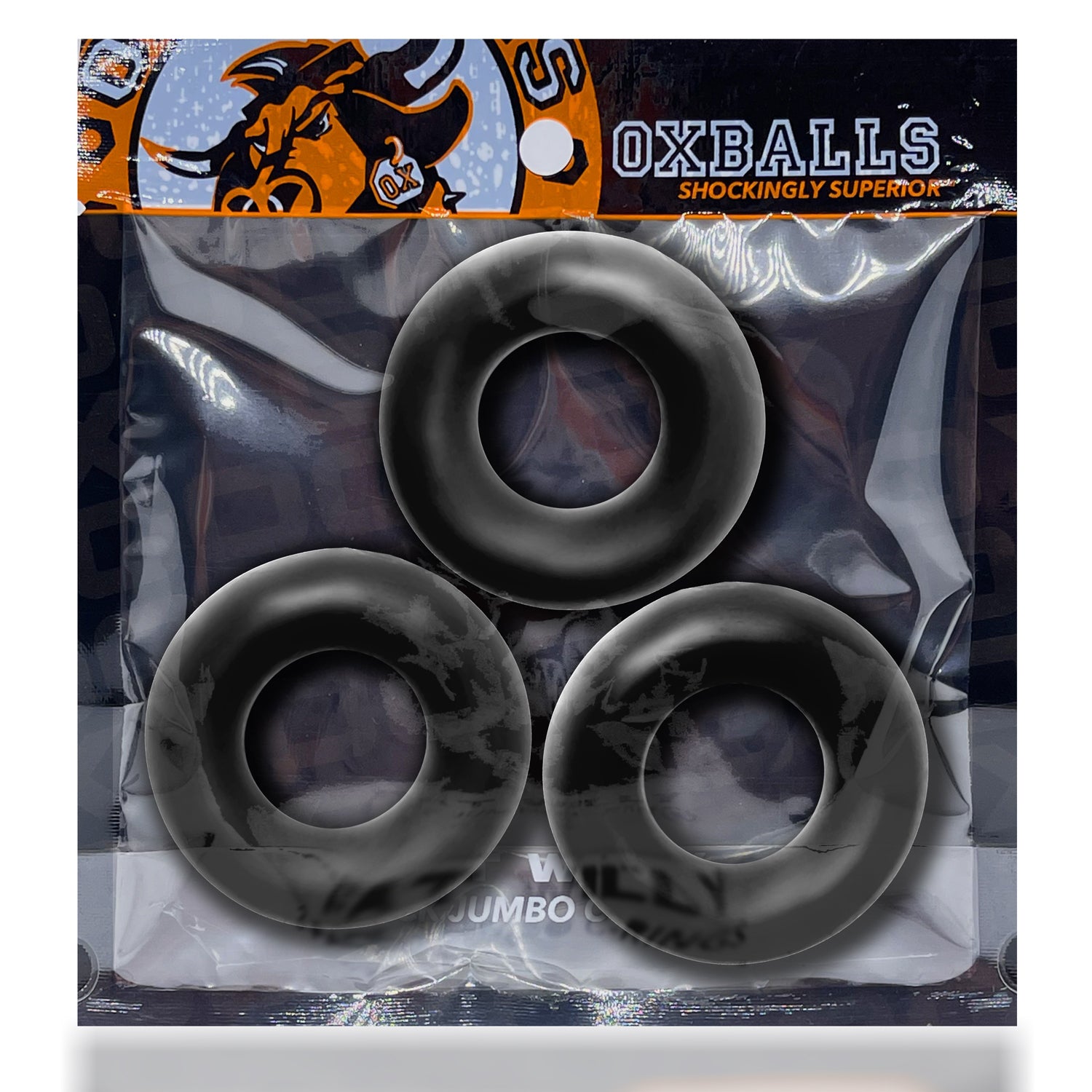 Fat Willy 3-Pack Jumbo C-Rings - Black - Not Very Vanilla