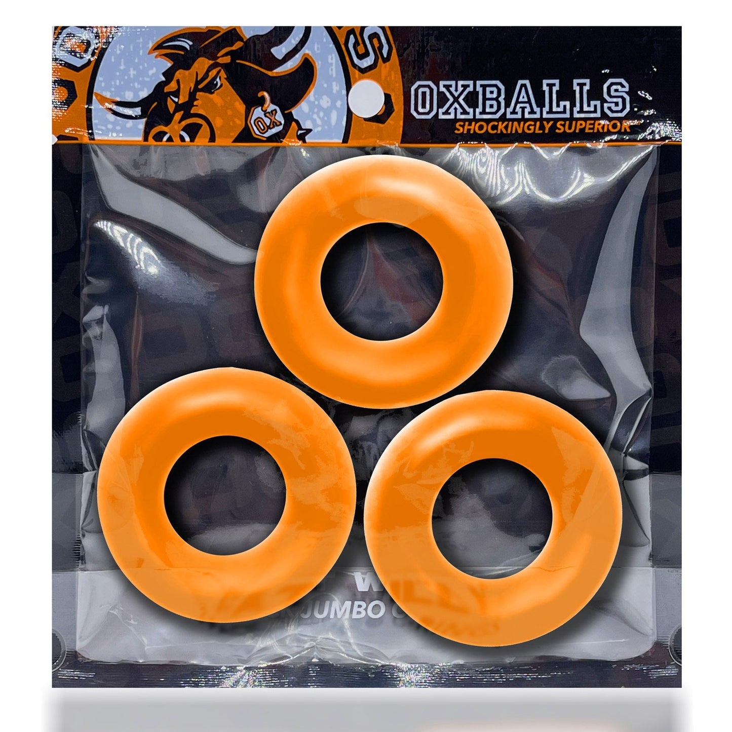 Fat Willy 3-Pack Jumbo Cockring - Orange - Not Very Vanilla