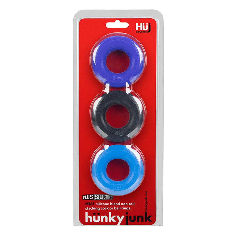 Hunkyjunk Huj3 C-Ring 3 Pk - Blue / Multi - Not Very Vanilla