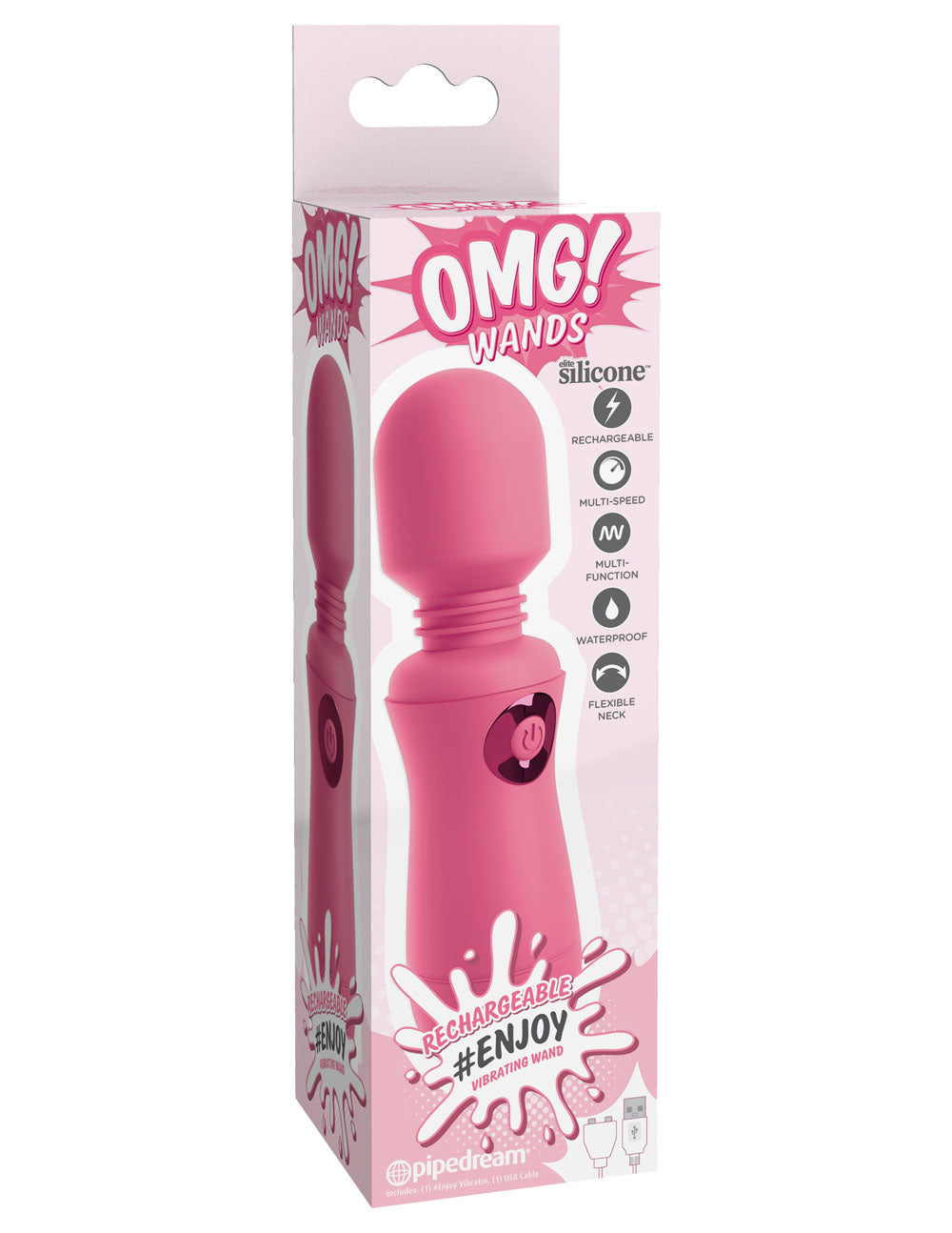 Omg! Wands Enjoy Rechargeable Vibrating Wand - Pink - Not Very Vanilla