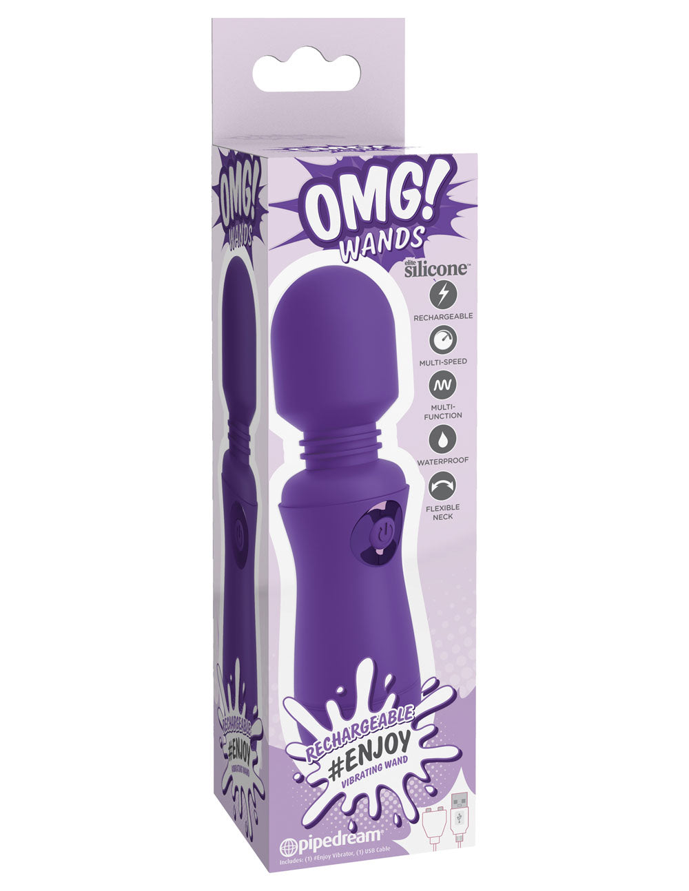 Omg! Wands Enjoy Rechargeable Vibrating Wand - Purple - Not Very Vanilla