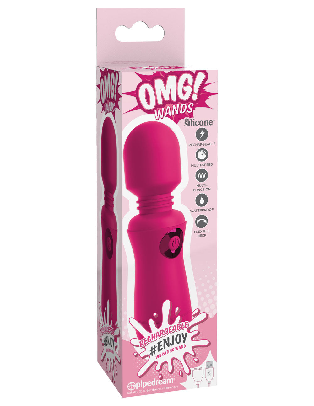 Omg! Wands Enjoy Rechargeable Vibrating Wand - Fuchsia - Not Very Vanilla