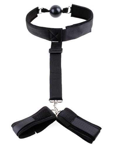 Fetish Fantasy Series Gag and Wrist Restraint - Black - Not Very Vanilla