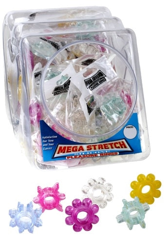 Mega Stretch Silicone Pleasure Rings - 72 Piece Fishbowl - Not Very Vanilla