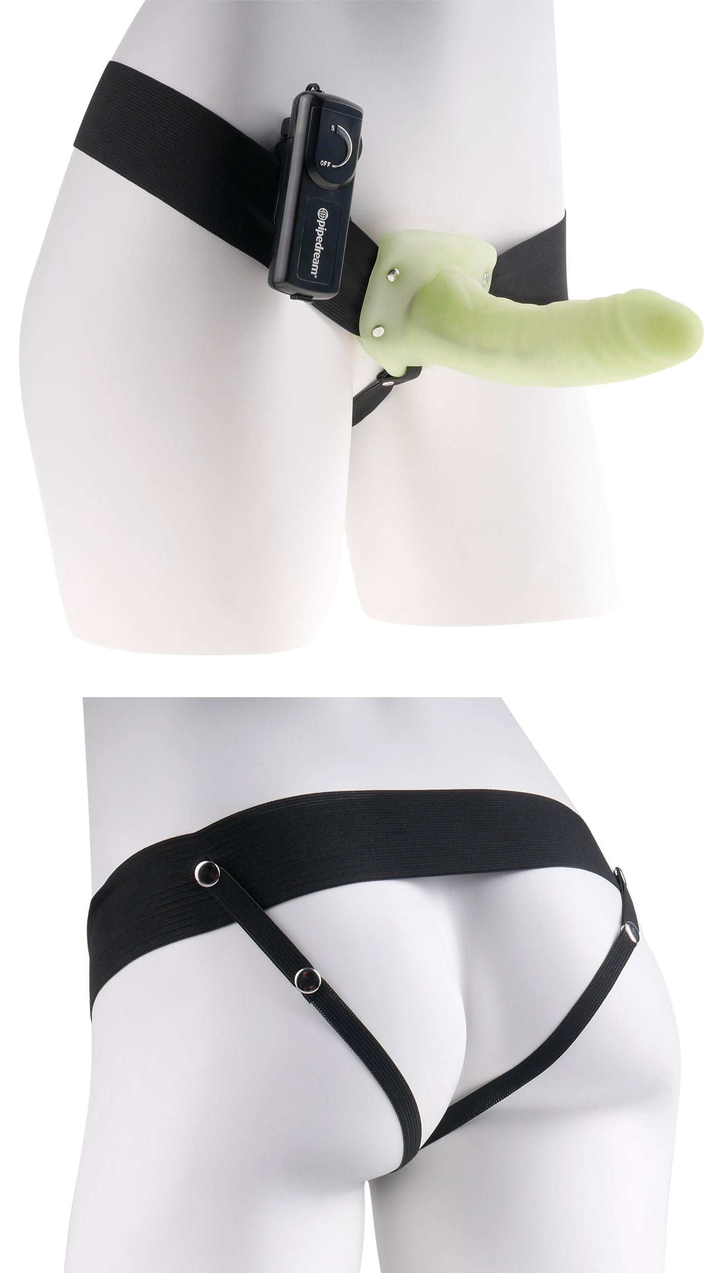 Fetish Fantasy Series for Him or Her Vibrating Hollow Strap-on - Glow in the Dark - Not Very Vanilla