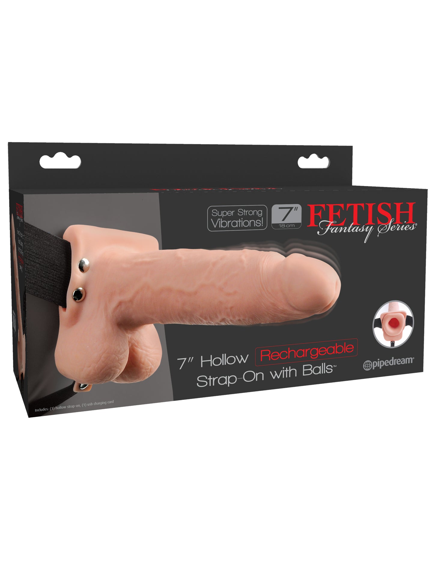 Fetish Fantasy Series 7 Inch Hollow Rechargeable Strap-on With Balls - Flesh - Not Very Vanilla